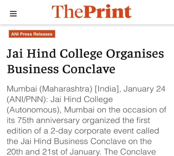 ThePrint - Jai Hind Business Conclave Press Release